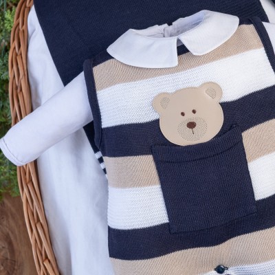  Saída de Maternidade Theodoro - Marinho com Bege Novo